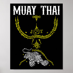 Affiche Tatouage de tigre de kickboxing Muay Thai Sak Yant