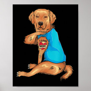 Affiche Tatouage I Love Maman Golden Retriever