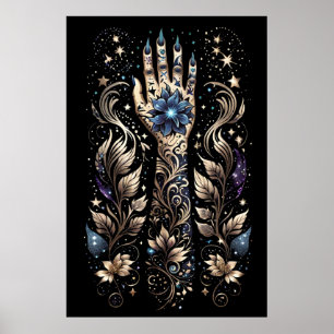 Affiche Tatouage Main Noir Et Or