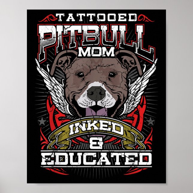 Affiche Tatouage Pitbull Maman Enceinte Et Éduqué Chien Ta (Devant)