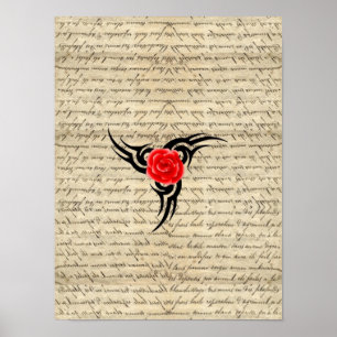Affiche Tatouage rose