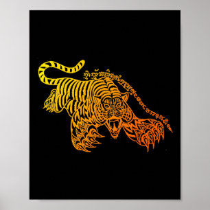 Affiche Tatouage Sak Yant Muay Thai Brave Tiger Kickboxing