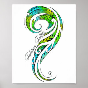 Affiche Tatouage tahitien - Graphique de tatouage hawaïen