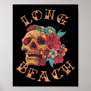 Affiche Tatouage Vintage Long Beach Californie Ca Encre Cr