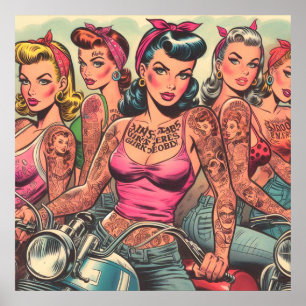Affiche Tattoo Biker Girls Comics