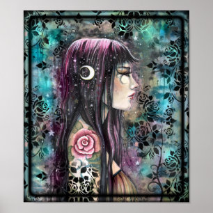 Affiche Tattoo de rose Fantastique d'art contemporain