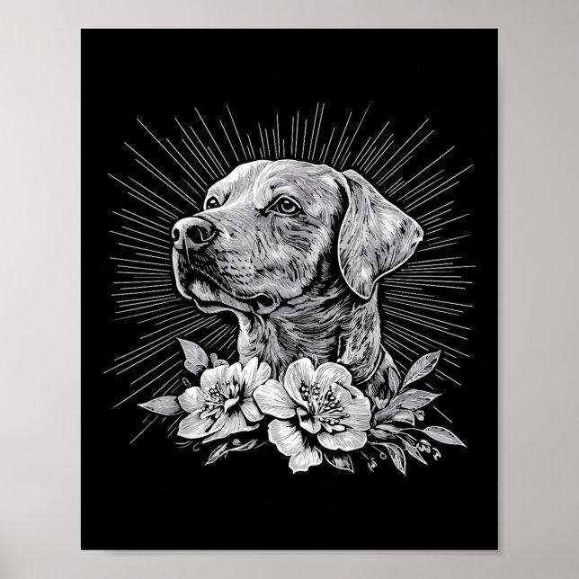 Affiche Tattoo Style Lover Labrador Retriever Chien rétro (Devant)