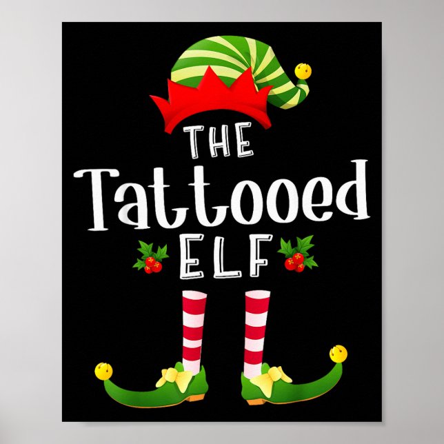 Affiche Tattooed Christmas Elf Matching Pajama X-mas Party (Devant)
