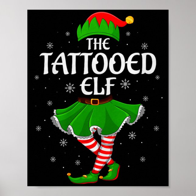 Affiche Tattooed Elf Christmas Family Girls Women Elf Squa (Devant)