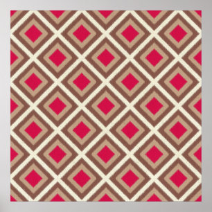 Affiche Taupe, Taupe Légère, Diamants Ikat Rose Chaud STay