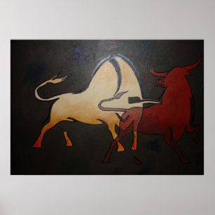 Affiche Taurean Bulls Animal Art Abstrait