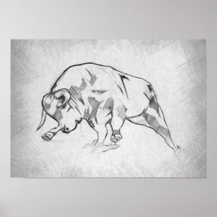 Affiche Taureau - Dessin Graphique