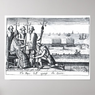 Affiche Taureau du pape contre la reine en 1570