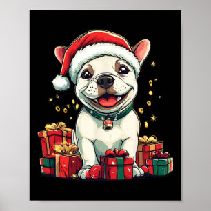 Affiche Taureau mou Terrier Santa Hat Funny Noël Noël Noël