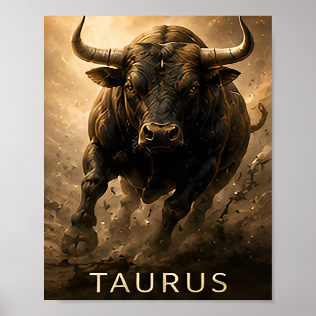 Affiche Taureau Symbole Zodiaque Céleste Astrologie (Devant)