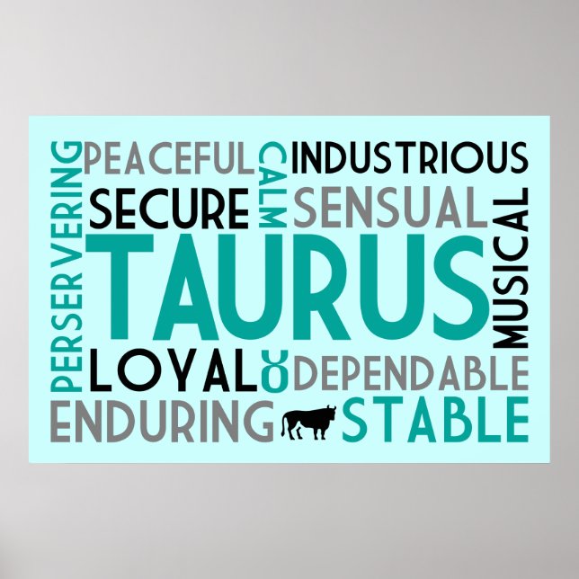 Affiche Taurus Astrologie Word Collage Imprimer (Devant)