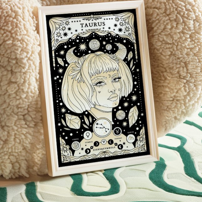 Affiche Taurus Elégant et Fondé - Zodiac Wall Art (Créateur téléchargé)