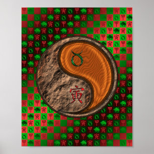 Affiche Taurus et tigre de bois