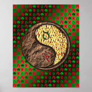 Affiche Taurus et tigre de feu