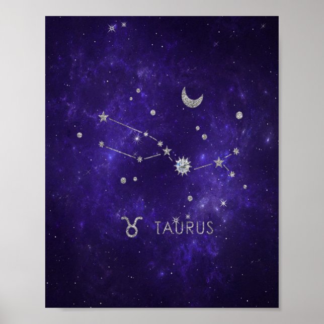 Affiche Taurus pourpre zodiaque | Horoscope d'astrologie c (Devant)