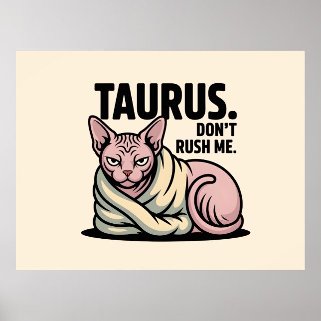 Affiche Taurus Sphynx Cat Zodiac Attitude Illustration (Devant)