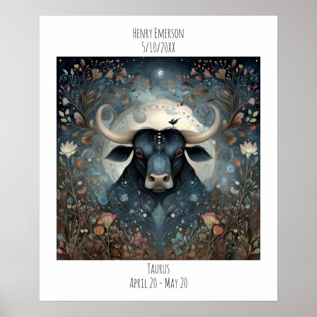 Affiche Taurus Zodiac Astrology Name & Birthday (Devant)
