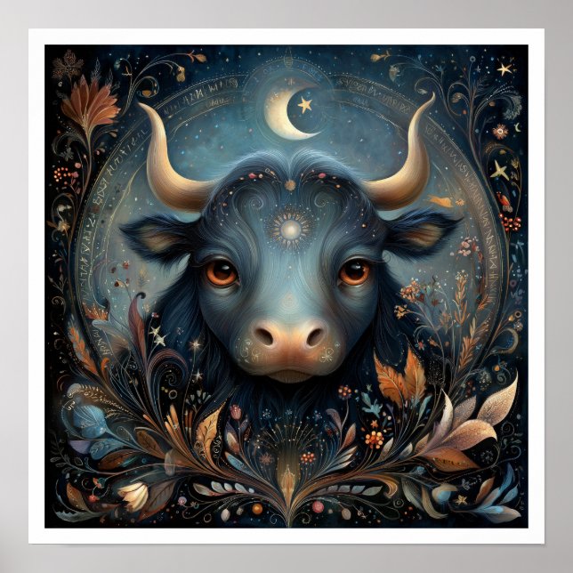 Affiche Taurus Zodiac Birth Sign Astrology Celestial (Devant)