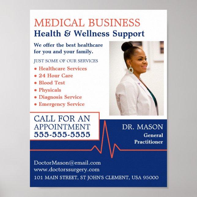 Affiche Taux cardiaque, Praticien général, Infirmière, Méd (Devant)