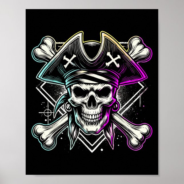 Affiche Taux Crossbones de crâne Halloween (Devant)