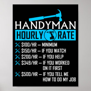 Affiche Taux horaire bricoleur humour charpentier drôle br
