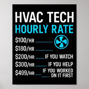 Affiche Taux Horaire Technicien CVC Drôle De Travail Pour