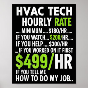 Affiche Taux horaire technicien CVC drôle de travail pour 