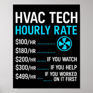 Affiche Taux horaire technicien CVC drôle de travail pour
