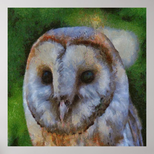 Affiche Tawny Owl En Pointillisme (Devant)