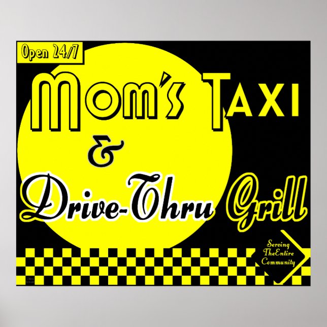 Affiche Taxi de maman et Drive Thru Grill Retro Kitchen Ar (Devant)
