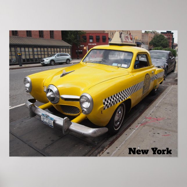 Affiche Taxi jaune New York Vintage (Devant)