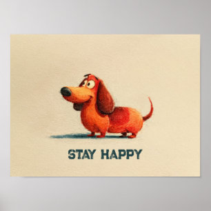 Affiche Tay Happy Dog – Citation Positive Mignonne Art