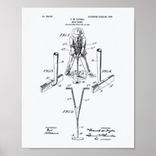 Affiche Taylor Golf Club 1905 Patent Art - Livre blanc
