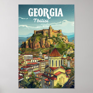 Affiche Tbilisi Géorgie Vintage Lieu de voyage célèbre