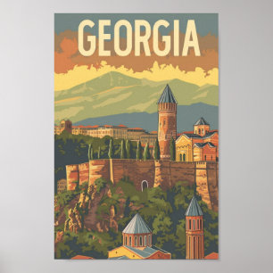 Affiche Tbilisi Géorgie Vintage Lieu de voyage célèbre