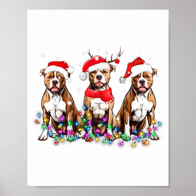 Affiche Tbull Dog Christmas Lights Cute Pet Matching Famil (Devant)