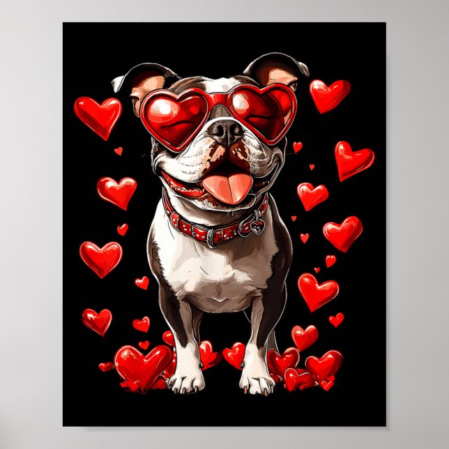 Affiche Tbull Heart Gles Cute Ttie Valentines Day Dog Love (Devant)