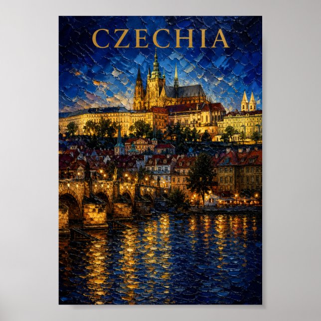 Affiche Tchèque : Art souvenir Night Glow Prague Castle (Devant)