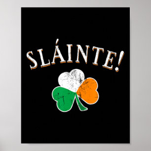Affiche Tchin Toast Drapeau Irlande Trèfle Saint-Patrick D