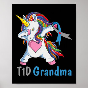 Affiche TD1 Grandma Dabbing Unicorn Type 1 Diabète Award
