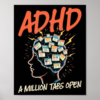 Affiche Tdah, Un Million D'onglets Ouverts, Neurodivergenc