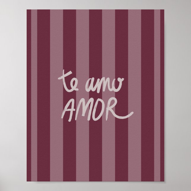 Affiche Te Amo bordeaux rose (Devant)