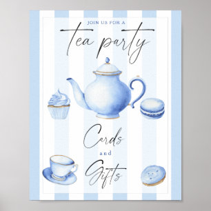 Affiche Tea bleu baby shower Cartes et cadeaux