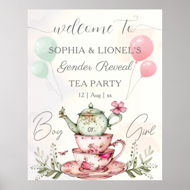 Affiche Tea Party Aquarelle Teapot Genre Reveillez (Devant)