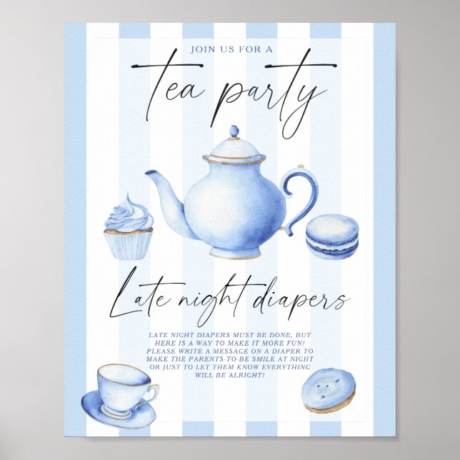 Affiche Tea party baby shower Late nuit couches jeu (Devant)